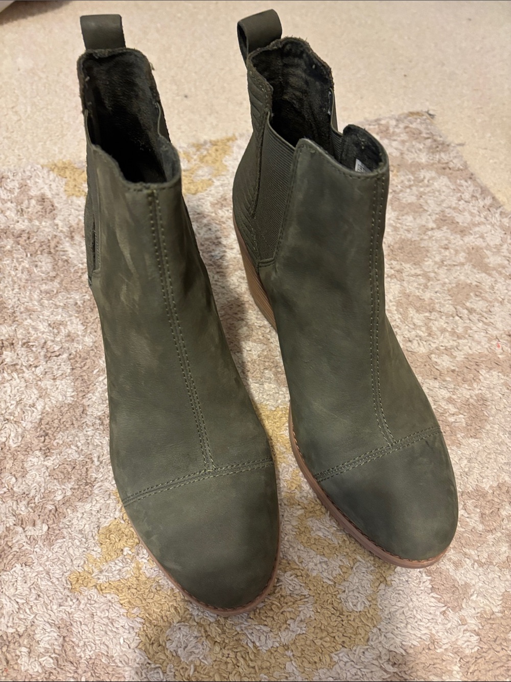Toms Olive Green Chelsea Ankle Booties